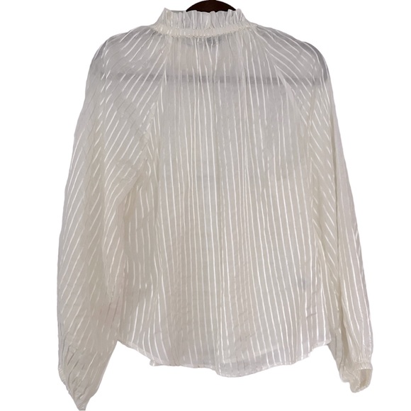 NWT Ann Taylor High Neck White Chiffon Spring 2020 Blouse, Size Medium - Picture 3 of 5